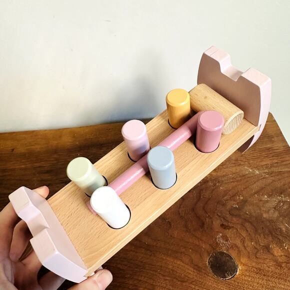 PolarB Pink Fox Wooden Hammer & Peg Toy - Picture 6 of 6